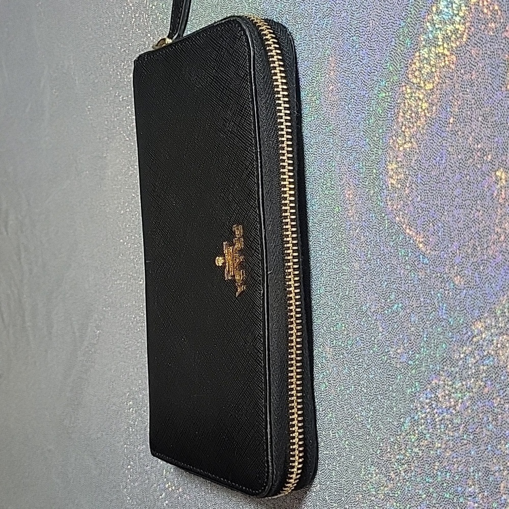 Prada Black Saffiano Textured Leather Zip Around Continental Long Wallet - Picture 6 of 12